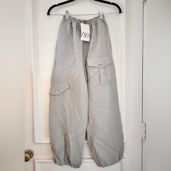 NWT Zara Girls Flowy Cargo Pants - Picture 3 of 10